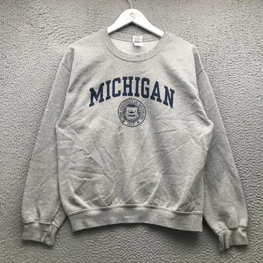 University of Michigan Wolverines Sweatshirt Mens Medium M Heathered Gray Navy