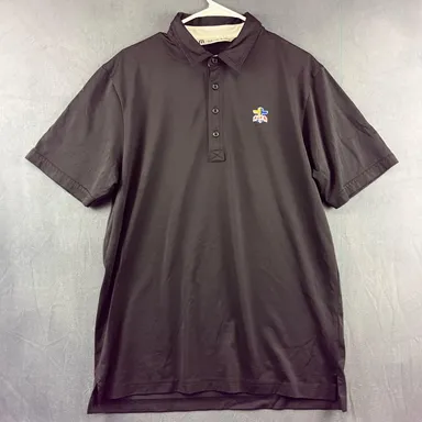 Travis Mathew Polo Shirt Men's Large Black Pima Blend Embroider FCA Golf Preppy