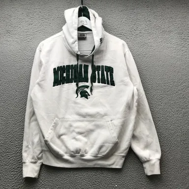 Michigan State University Spartans Sweatshirt Hoodie Mens Medium M White Green
