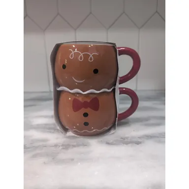Target Gingerbread Coffee Mugs Set, Christmas Ceramic Cups, Stackable Design