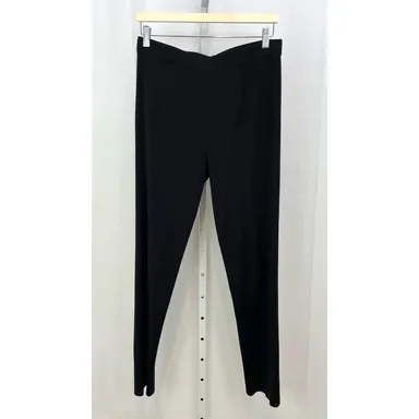 MISOOK Sleek Knit Pants Flat Front Elastic Waist High Rise Black Size M