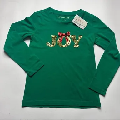 Crewcuts Girl's JOY Sequin Bow Seasonal  Long Sleeve Crew Neck Sz XS (4-5)