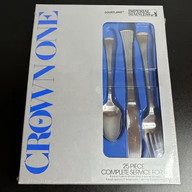 Imperial Stainless Flatware Crown One Courtland 25 Piece Complete Service For 4