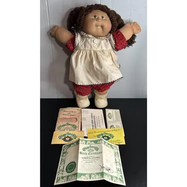 Cabbage Patch Kids Doll 1985 Brown Hair Pigtails Brown Eyes Dimples Tooth