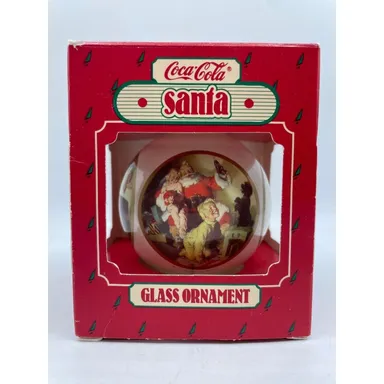 Vtg Hallmark Coca-Cola 1986 Santa Glass Ornament Christmas Decoration Claus