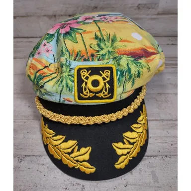 Neonlights Hawaiian Anchor Patch Golden Leaf Rope Sailor Hat Cap Mens Fitted