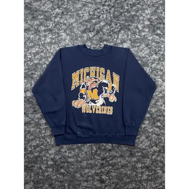 VTG Tultex Crewneck Michigan Wolverines University Sweatshirt Large 80s 90s