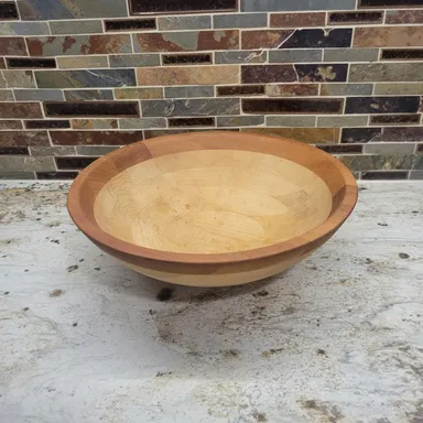 Vintage Wooden Dough Bowl, Segmented Hand Made 12"