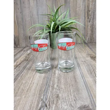 2 Vintage Coca-Cola Tumblers, Green & Red Glasses