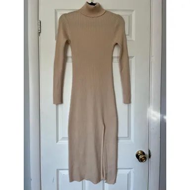 Fore Ribbed Turtleneck Sweaterdress - Size L