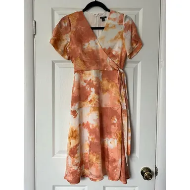 Ann Taylor Factory Flutter Sleeve Tie-Waist Watercolor Dress - Size 2P