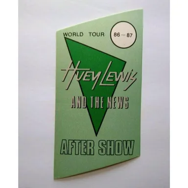 Huey Lewis And The News 1986 Backstage Pass Original Fore Tour Green After Show