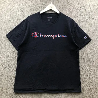 Champion T-Shirt Men Large Short Sleeve Authentic Athleticwear Graphic Logo Navy