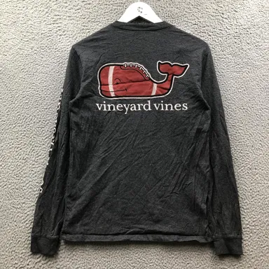 Vineyard Vines Basketball Whale T-Shirt Men's XS Long Sleeve Graphic Dark Gray