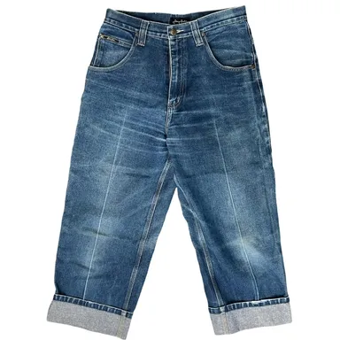 Sean John Y2K Blue Dark Wash Carpenter Capri Jeans Size 32 Streetwear Hip Hop