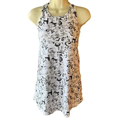 AVIA Gray & Black Cheetah Front Pockets Activewear Tank Top ~ Women's MEDIUM