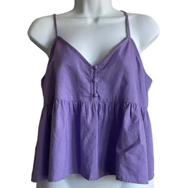 Abound Women Cropped Babydoll Top Spaghetti Straps XS Purple Festival Girly