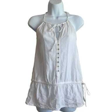 Abercrombie & Fitch Women Top V-Neck Drop Waist Casual Small White Flirty Girly