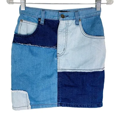 Minkpink Soul Patch Denim Mini Skirt Patchwork XS