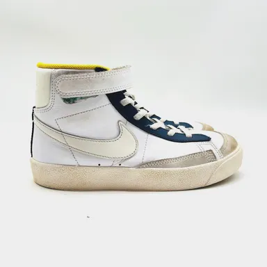 Nike Blazer Mid '77 Athletic Shoes Girls 2.5Y Triple White Leather Sneakers