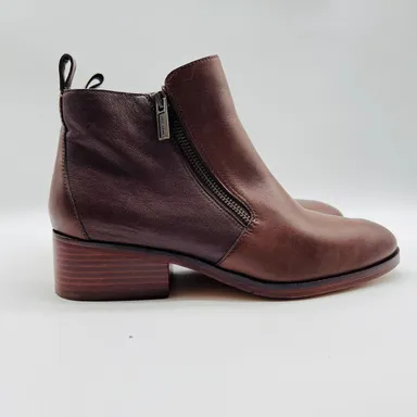 Cole Haan Ankle Boots Womens 9.5 Brown Leather Side Zipper Casual Shoes