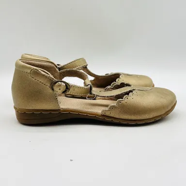 Livie & Luca Shoes Girls 11C Gold Leather Mary Jane T Strap Dress Ballet Flats