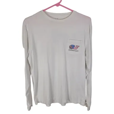 Vineyard Vines Lacrosse Whale White Long Sleeved Graphic Tshirt 