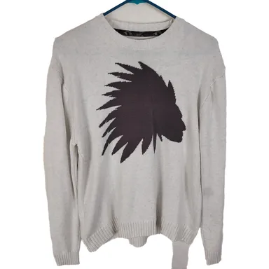 Retrofit Indian Chief White Graphic Print Long Sleeved Sweater