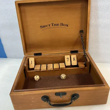 Vintage Shut The Box Dice Game Wood Box GnuCollectibles