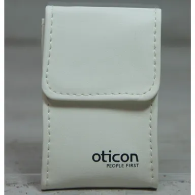 Oticon Small White Faux Leather Soft Carrying Case 2x3 inch Accessory
