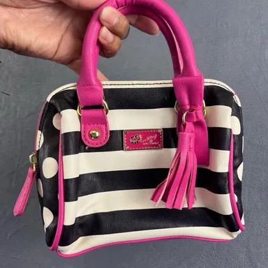 Love, Betsey by Betsey Johnson Purse Striped Mini Hand Held Frills Handbag