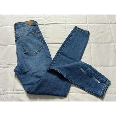 Judy Blue Jeans Women's Size 3/26 Blue Denim Skinny Fit Distressed Mid Rise