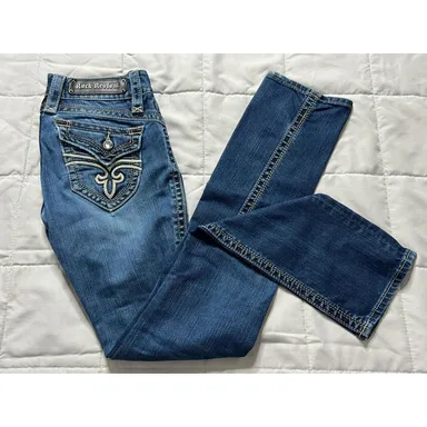 Rock Revival Jeans Womens Size 26 Blue Gwen Straight Leg w/ Flap Pockets