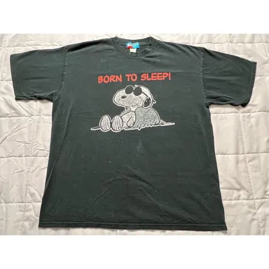 PEANUTS Snoopy - Joe Cool Born To Sleep Vintage 90s T-Shirt Size XL