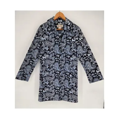 Michael Kors Navy Blue Paisley Dress Trench Coat Size Small