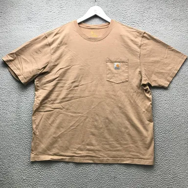 Carhartt T-Shirt Mens XL Short Sleeve Original Fit Crew Neck Pocket Logo Desert