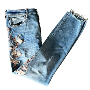 Vintage Abercrombie Floral Embroidery Hi Rise Super Skinny Ankle JEANS Womens 6 