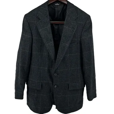 Polo University Club Ralph Lauren Plaid Suit Jacket Herringbone Black Small 42R
