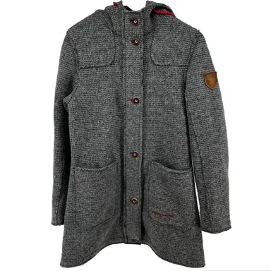 Almgwand HOCHBLANKEN Hooded Coat Utility Pocket 100% Wool Heather Sephia 44 XL