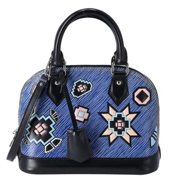 Louis Vuitton Blue Denim Aztec Epi Leather Alma BB Small Dome Bag Crossbody