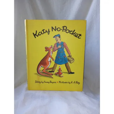 Vintage Children's Book 1940s Katy No-Pocket Kangaroo Story HA Rey Illustrations