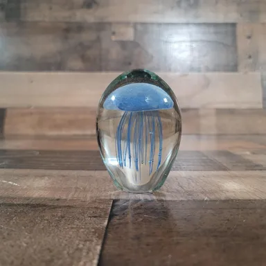 Giant Jellyfish Paperweight Glass Art Aquatic Ornamental Glows In The Dark 4"