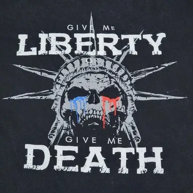 All American Roughneck SS Black Tee " Give Me Liberty..." - Size XL