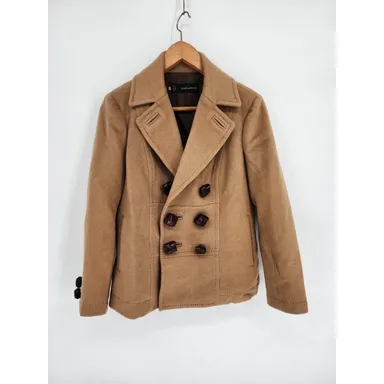 Dsquared2 Tan Double-Breasted Wool Coat Women's Size 46