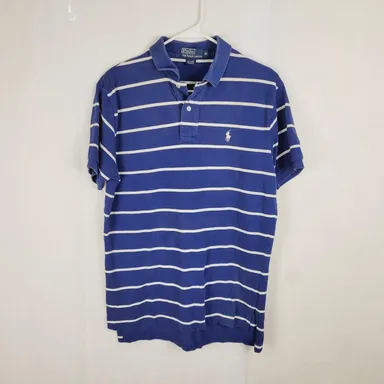 Polo Ralph Lauren Blue And White Striped Short Sleeved Polo Shirt 