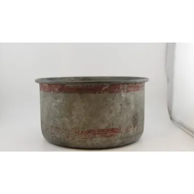 Antique Dry Measure 2 Quart Galvanized Metal Red Bands
