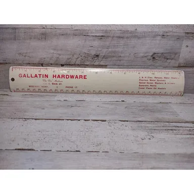 Vintage Gallatin Hardware Bozeman Montana Advertising Ruler 2 Digit Phone Number