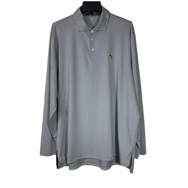RLX Ralph Lauren Polo Shirt Mens XXL Gray Long Sleeve Performance Golf Boot Logo