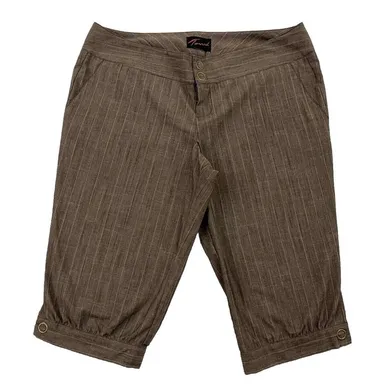 Torrid Cropped Pants Womens Plus Size 26 Brown Striped Knickerbocker Casual