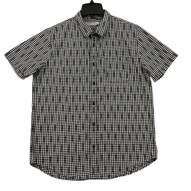 Outerknown Button Up Shirt Mens Medium Gingham Plaid Short Sleeve Organic Cotton